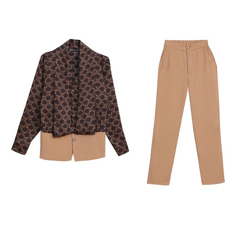 Autumn 2022 New Fashion Temperament High Grade Doll Shirt and Leggings Two Piece Set Women