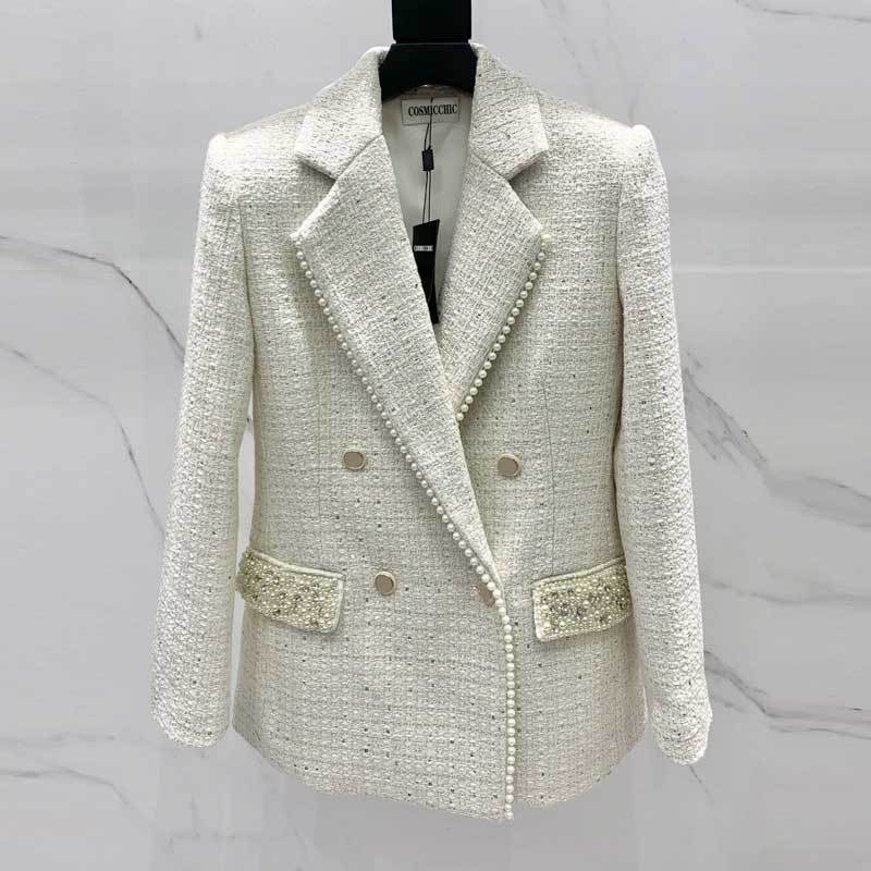22New Autumn Winter 2piece Sets Fashion Office Sequins Beading Lapel Singel Button Long Sleeve Blazer Coat High Waist Bow Shorts