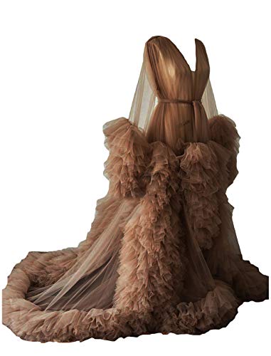 Real Images Maternity Robes Wedding Shawl Pregnant Women Sexy Tulle Bathrobe Dresses Photo Shoot Party Fluffy Baby Shower Gowns