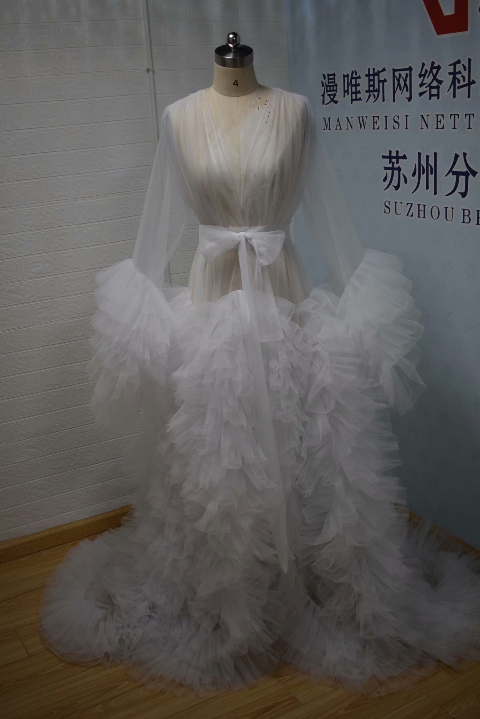 Real Images Maternity Robes Wedding Shawl Pregnant Women Sexy Tulle Bathrobe Dresses Photo Shoot Party Fluffy Baby Shower Gowns