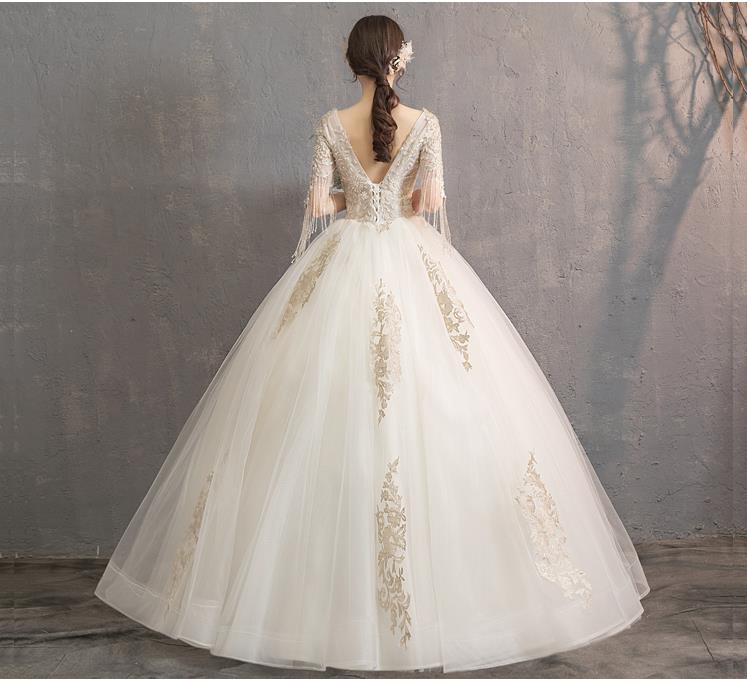 New brides luxurious tailing Mori Princess Wedding dress show thin arm covering wedding dress spring