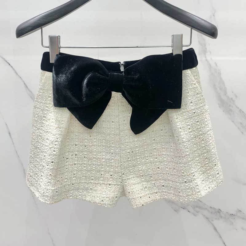 22New Autumn Winter 2piece Sets Fashion Office Sequins Beading Lapel Singel Button Long Sleeve Blazer Coat High Waist Bow Shorts