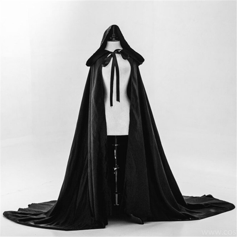 Black Cloak Satin Cape with Large Hood