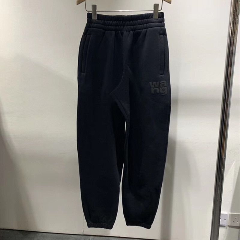 GIGIYW Wang 2022 Autumn And Winter New Plush Flocked Letter Legged Pants Female Couple High Waist Leisure Pants