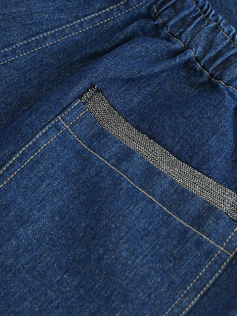 Women's Turn-Down Collar Denim Suit Bead Chain Denim Jacket and High Waist Elastic Lace-Up Shorts Lady Solid Color All-Match Set