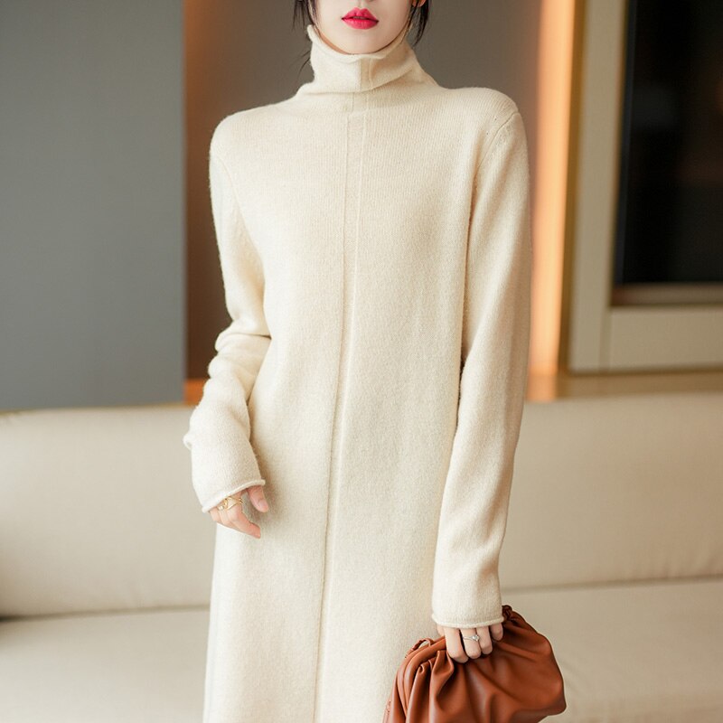 2022 new high-fashion high-neck cashmere dress dress skirt