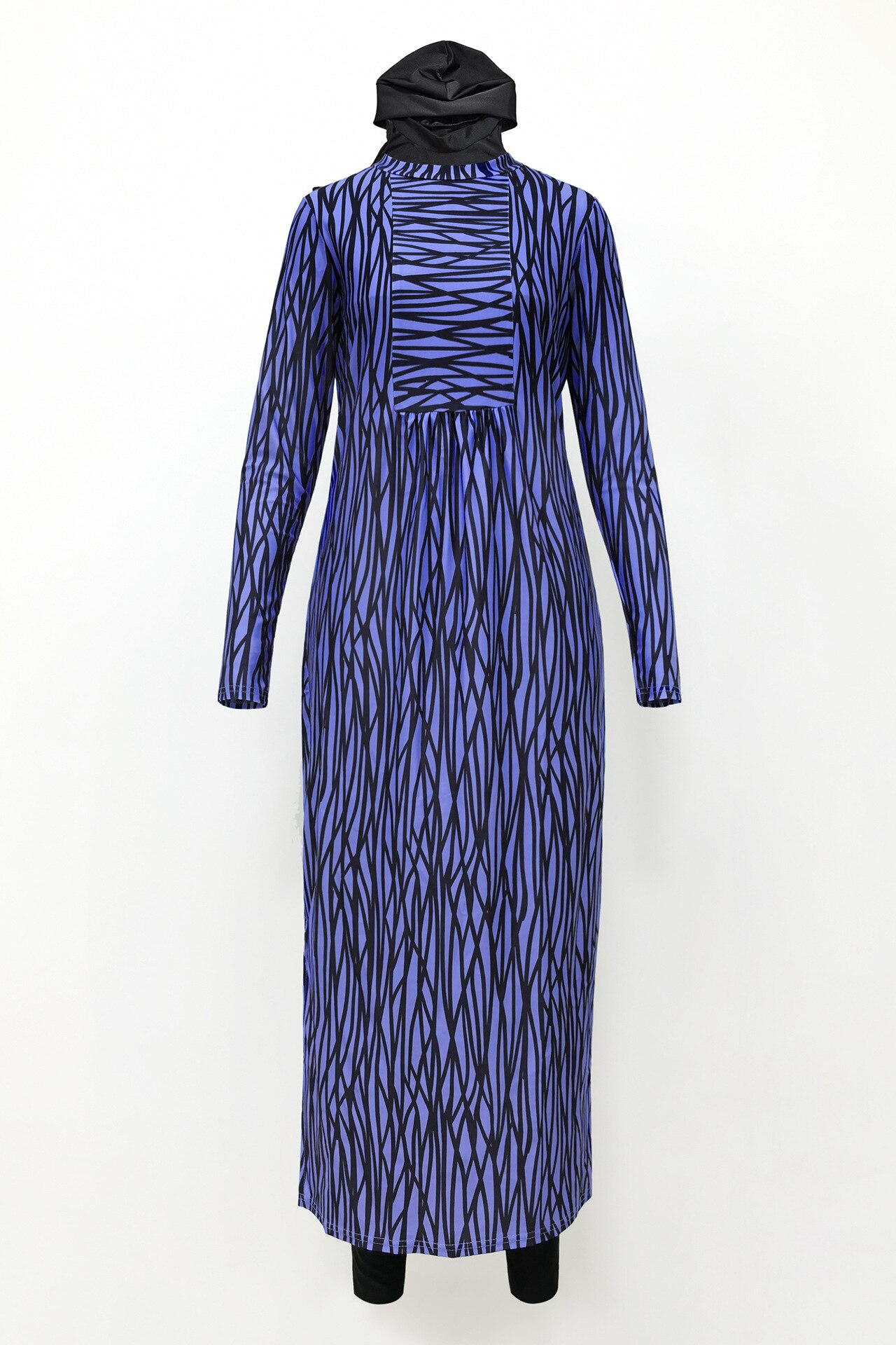 Zebra Print Swimsuit Long Sleeve Blue Swimwear Hijab Women 3 Piece Set Muslim Swimwear Burkini Ladies Rashguard Surf Swimsuit