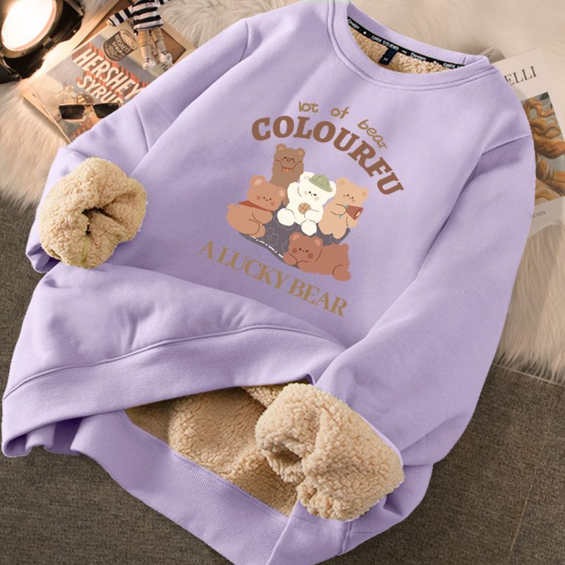 Thickened loose new warm lamb wool round neck velvet autumn winter sweater girl student autumn winter
