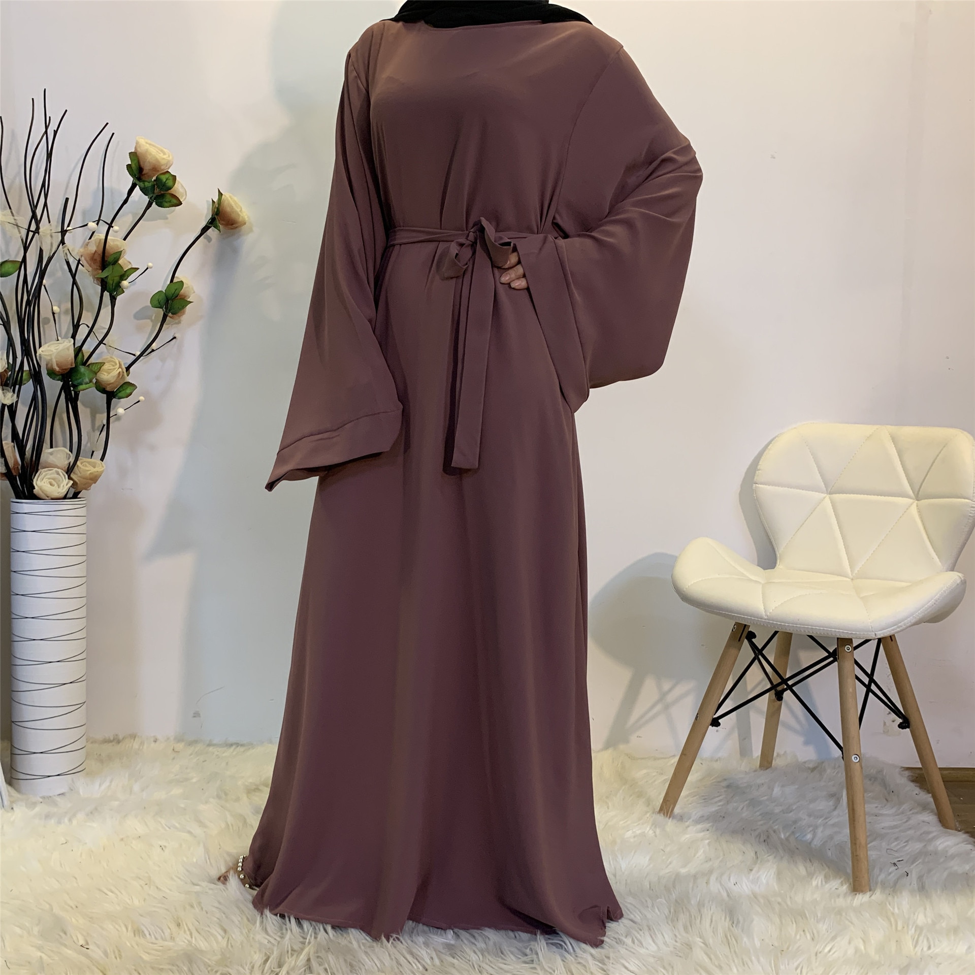 Muslim Fashion Hijab Dubai Abaya Long Dresses Women With Sashes Islam Clothing Abaya African Dresses For Women Musulman Djellaba