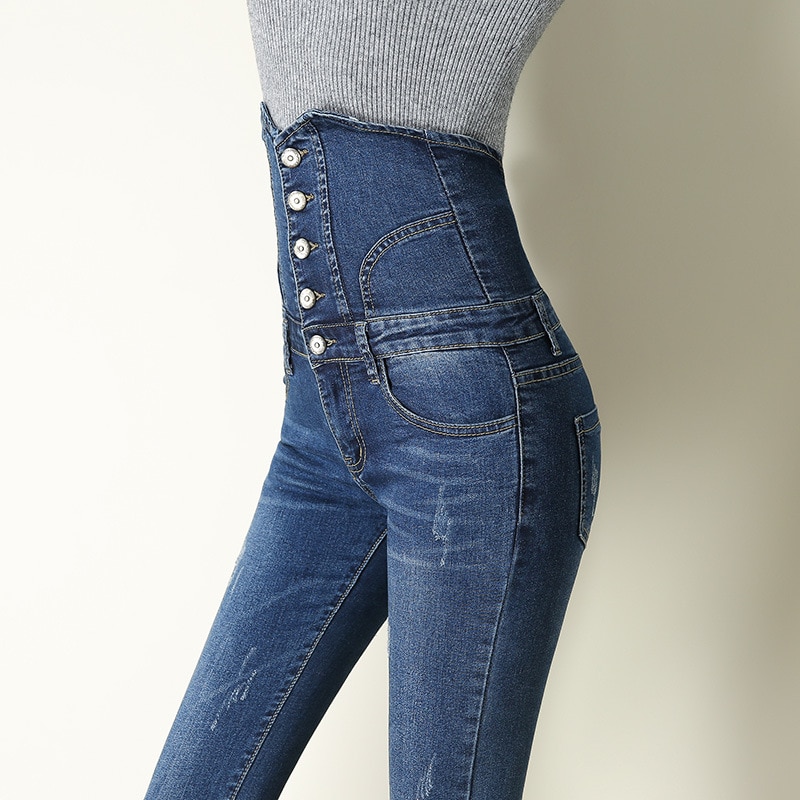 2022 New High Waist Ladies Jeans Slim and Tall Black Slim Jeans High Quality