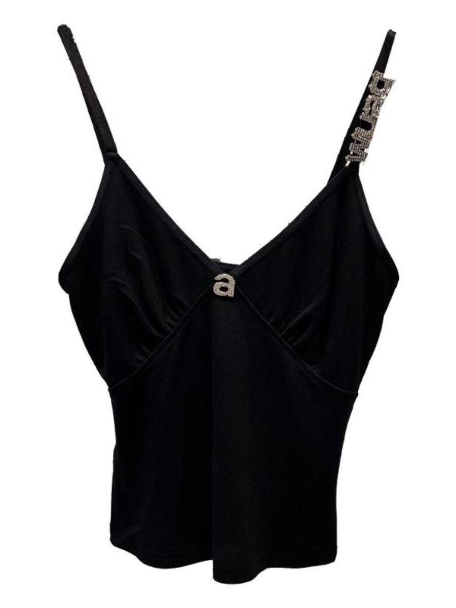 2022 Summer New Heavy Industry Rhinestone Letters Decorative Slim-Fit Dark Vest Camis Female Socialite Sexy Sling Tank Top Women