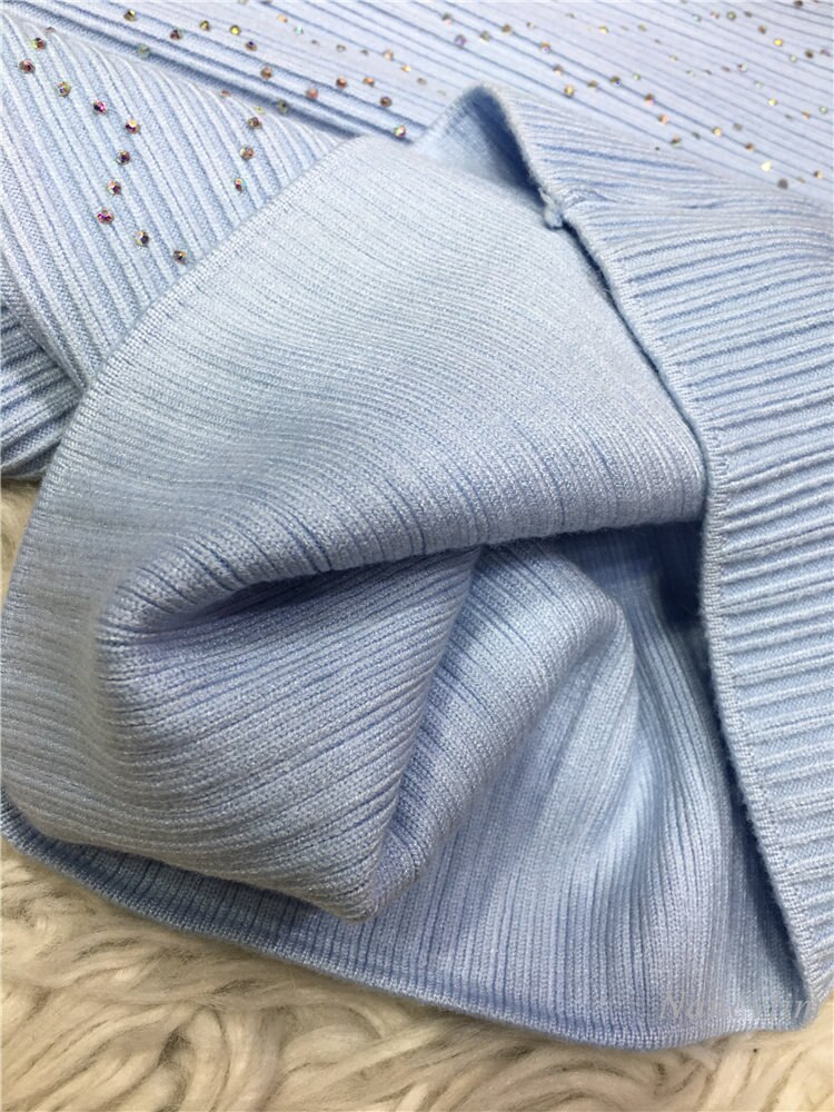 European Fashion Women's Knit Pants Heavy Embroidery Rhinestone Wide-Leg Pants Slimming Trousers High Waist Autumn Winter 2022