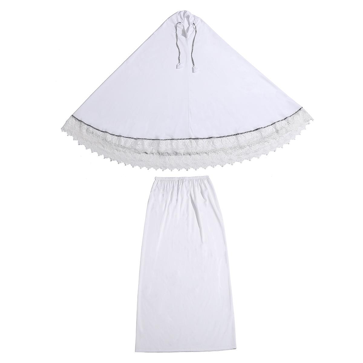 Ramadan Women 2 Piece Muslim Prayer Set Khimar Abaya Overhead Hijab+Skirt Full Cover Islam Clothing Middle East Worship Service