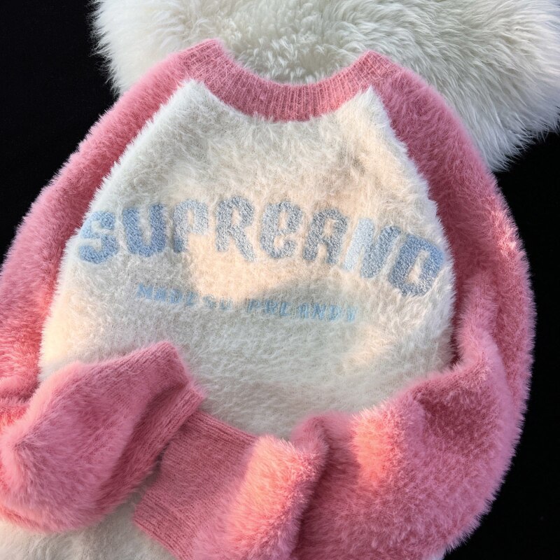 2022 autumn and winter Gentle lazy wind stitching letter sweater women loose wear Y2K Japanese vintage oversize knitted jacket