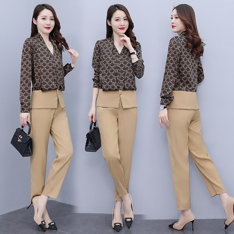 Autumn 2022 New Fashion Temperament High Grade Doll Shirt and Leggings Two Piece Set Women