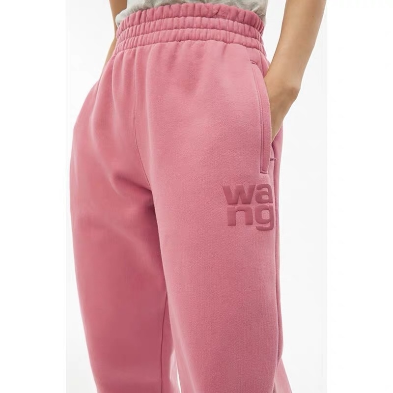 GIGIYW Wang 2022 Autumn And Winter New Plush Flocked Letter Legged Pants Female Couple High Waist Leisure Pants