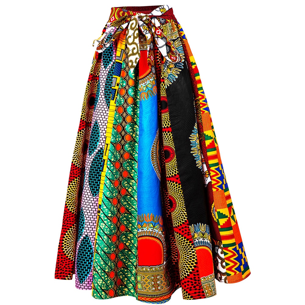 African Maxi skirt For Women 2022 New Fashion Woman Skirt Ankara Wax Print High Waist Long Skirt African Traditional Clothing