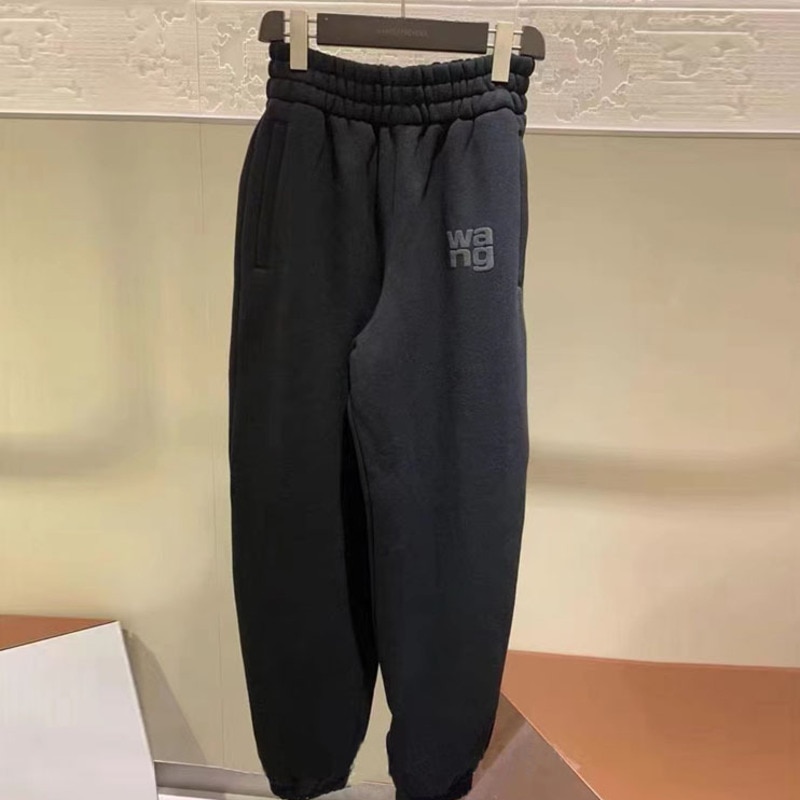 GIGIYW Wang 2022 Autumn And Winter New Plush Flocked Letter Legged Pants Female Couple High Waist Leisure Pants