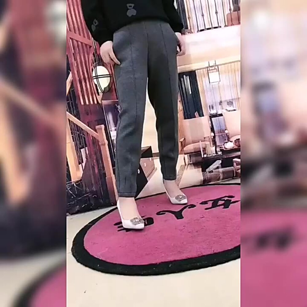 Women Pant 2022 Full Length Casual Korean Broadcloth Elastic Waist Solid High Pleated Pencil Pants For Woman 4XL