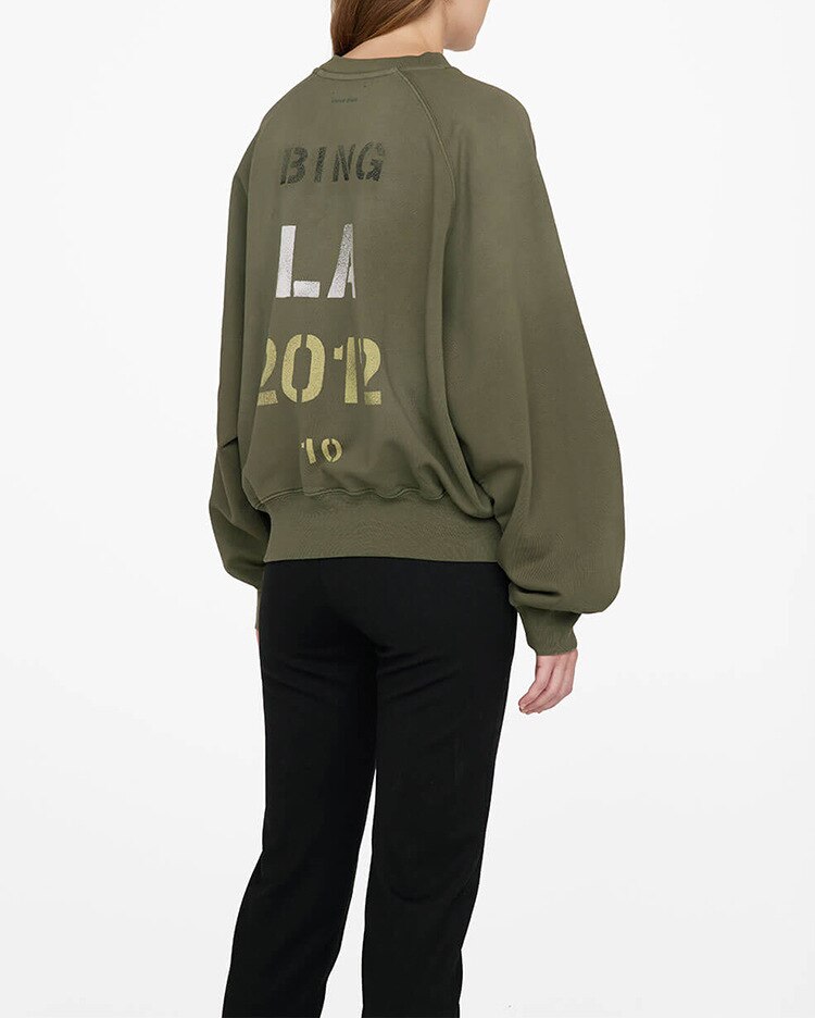 Women Front and Back Letters Numbers Print Loose Fleece O-Neck Sweatshirt