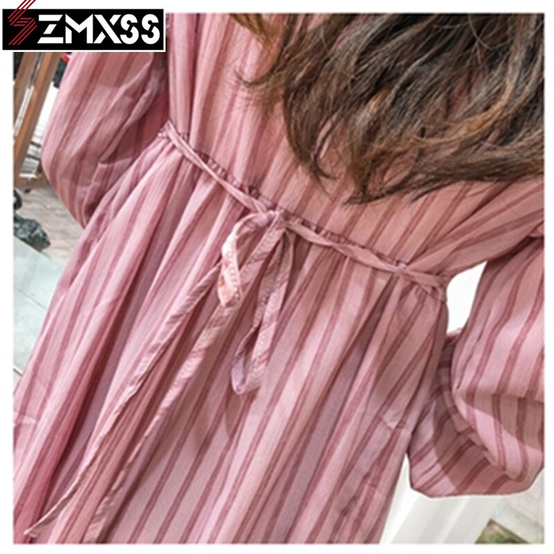 SZMXSS 2019 New Fall Long Sleeve Dress Dot Temperament Dress Female Loose Vintage Dress Casual A-Line Lantern Sleeve Dresses
