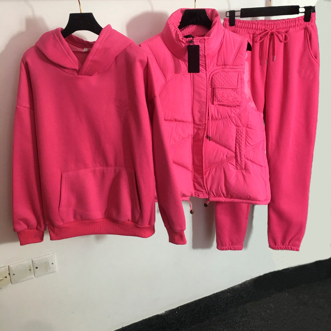 Winter new loose stand-up collar short down cotton vest, 3-piece thickened and velvet