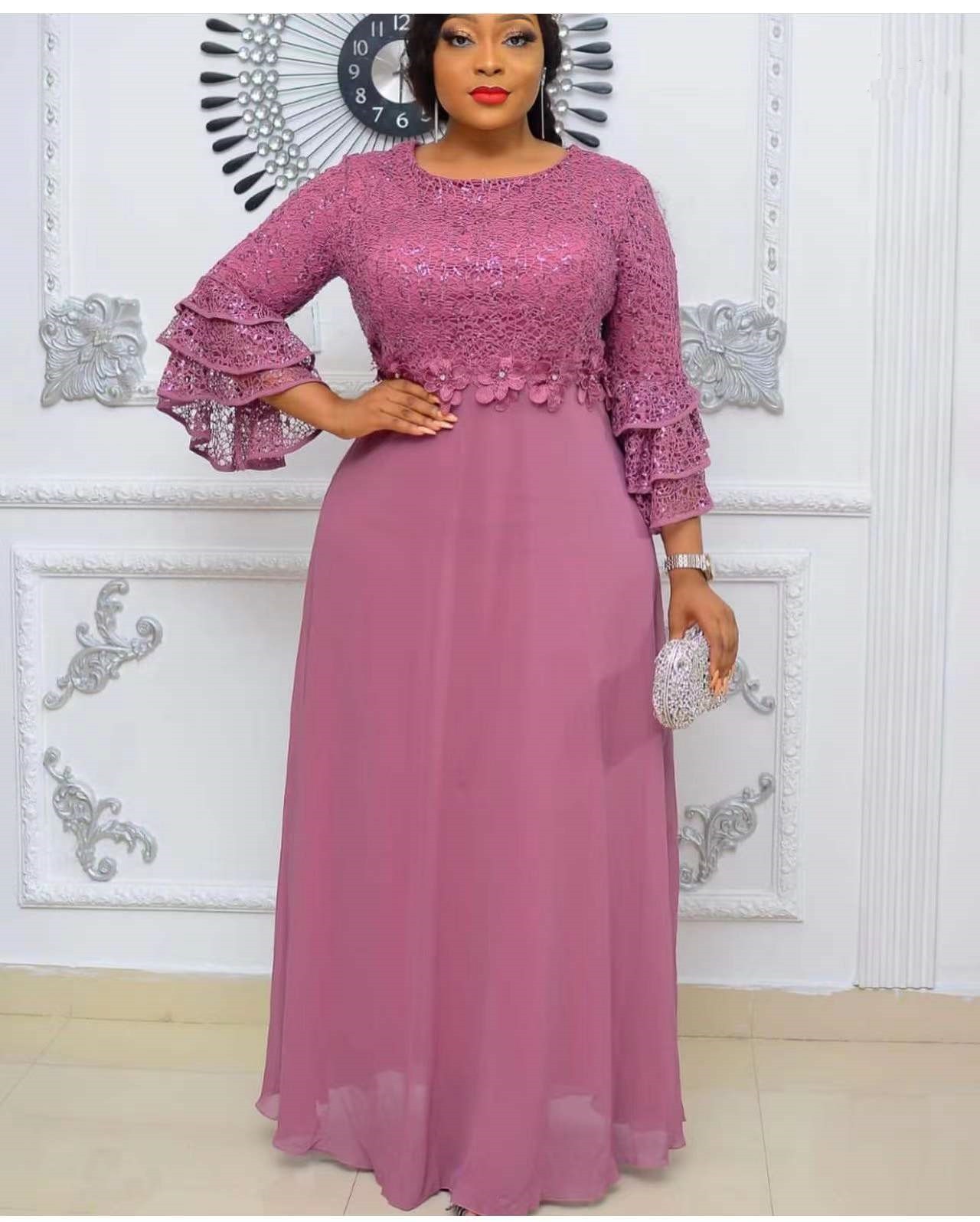 Plus Size African Party Dresses for Women 2022 New Fashion Dashiki Ankara Lace Wedding Gowns Elegant Turkey Muslim Maxi Dress