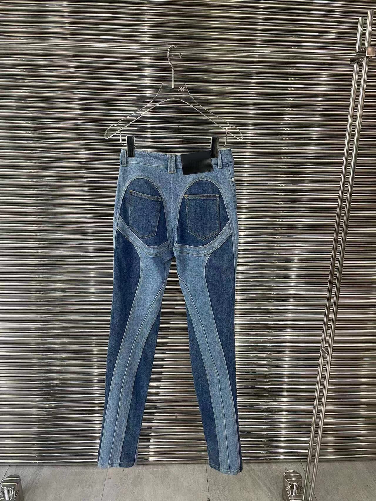 8.25 KlasonBell Fashion Split Hem Patchwork Contrast Color Slim Flared Jeans Women