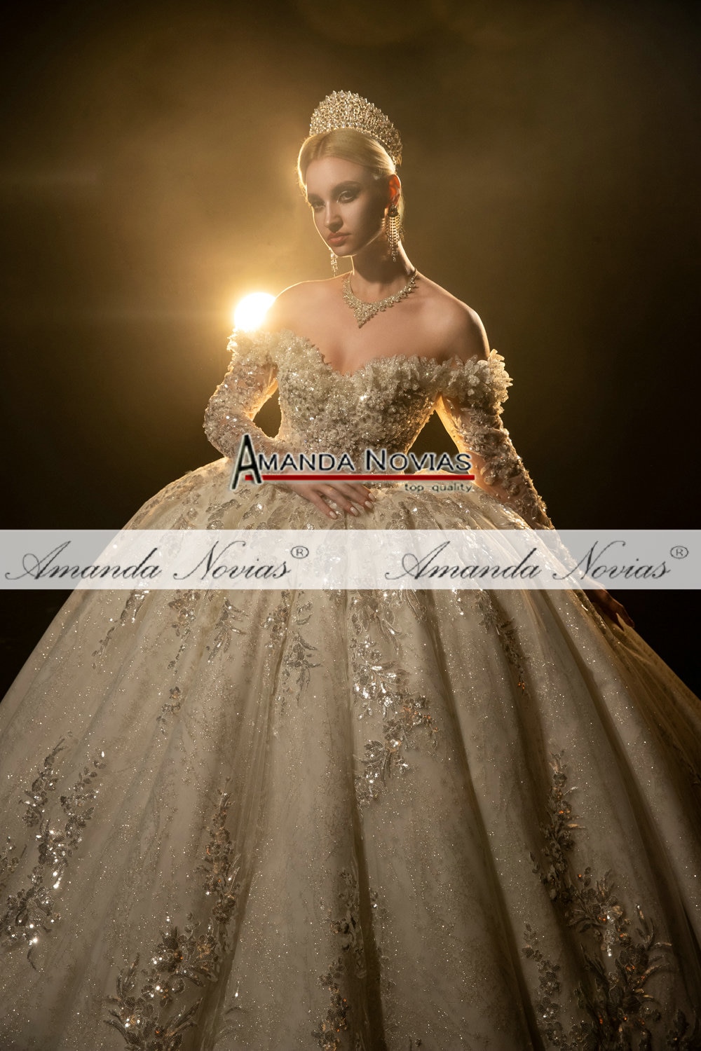 NS4308 Off The Shoulder Sleeves Wedding Dress 2022