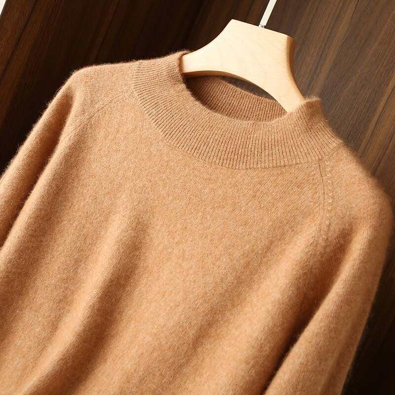 100% Pure Cashmere Knitted Women Dresses Elegante Dress Winter Soft Oneck Loose Jumpers Vestido Ladies Solid Long Sleeve Dress