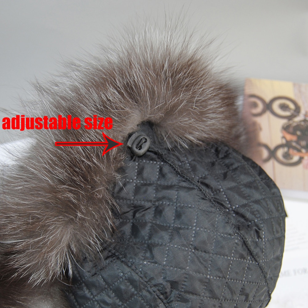 2022 Unisex Outdoor Windproof Winter Natural Real Fox Fur Bombers Hats Women Raccoon Fur Cap Luxury Real Sheepskin Leather Hat
