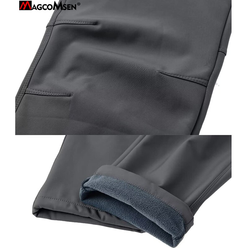 MAGCOMSEN Women's Winter Fleece Pants Waterproof Trekking Camping Skiing Soft Shell Pants Outdoor Windproof Thick Warm Trousers