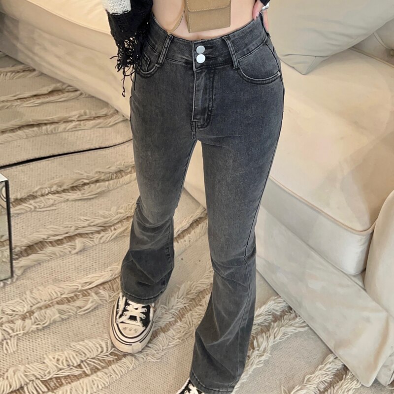 ZOENOVA flared jeans low waist loose comfortable women's pants 2022 elastic fashion boyfriend style jeans pants