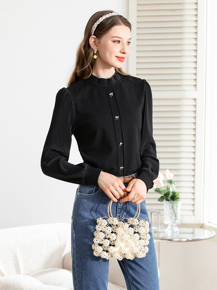 I BELIEVE YOU Turtleneck T-shirts Women 2022 Autumn Slim Solid Long Sleeves Pullover Tops Office Lady Winter bow Tees 2224014777