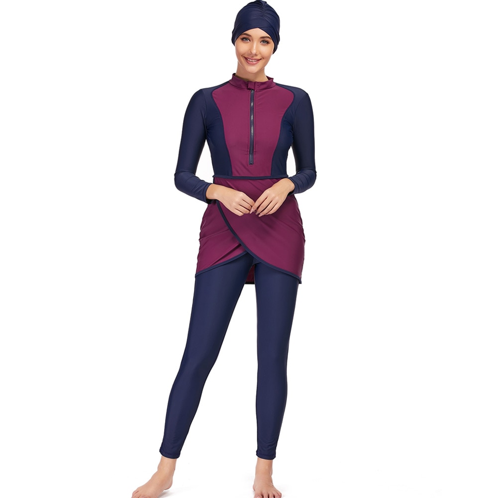 Muslim swimwear Women Middle East Islamic Traditional Hijab Full Cover Burkinis Red Swimsuit Bathing Suit For Lady 4XL