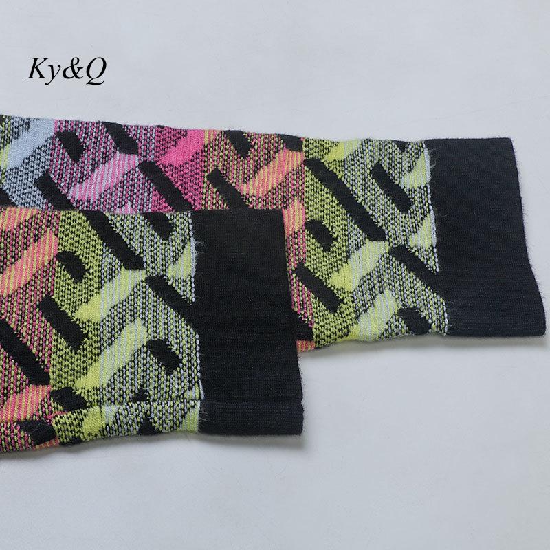 2022 Autumn and Winter New Women Color Contrast Letter Jacquard Commuter Slim Knitted Cardigan Skirt Suit Two-Piece Set