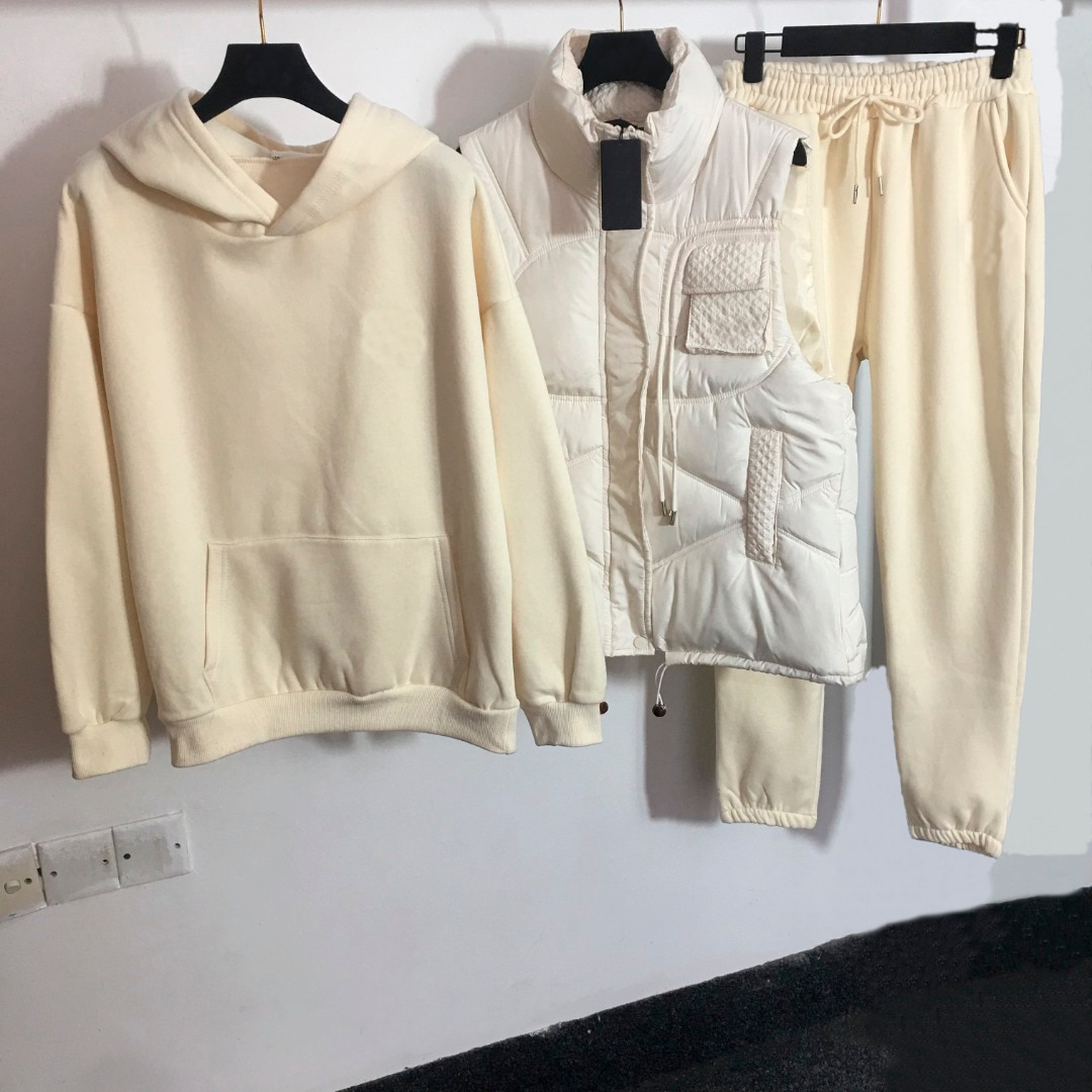 Winter new loose stand-up collar short down cotton vest, 3-piece thickened and velvet