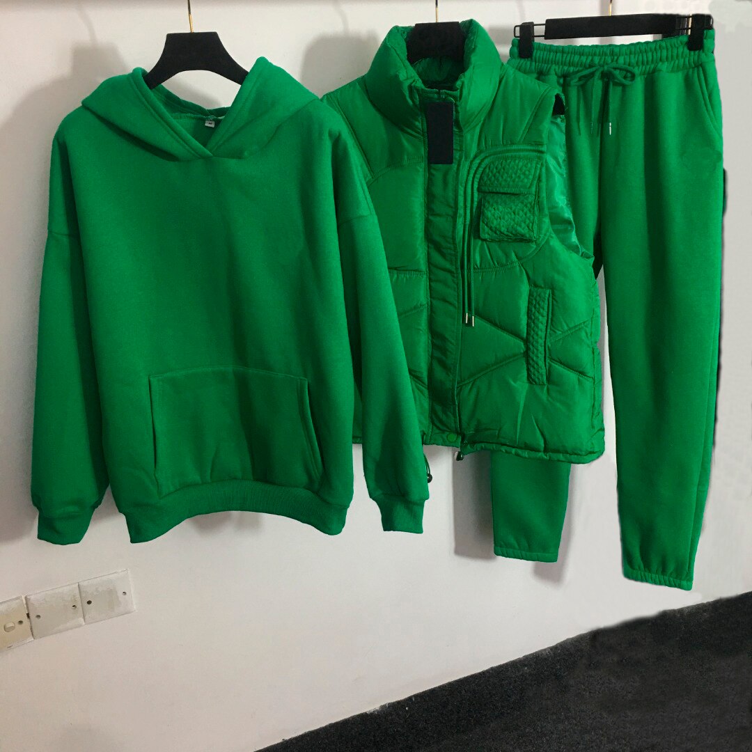 Winter new loose stand-up collar short down cotton vest, 3-piece thickened and velvet