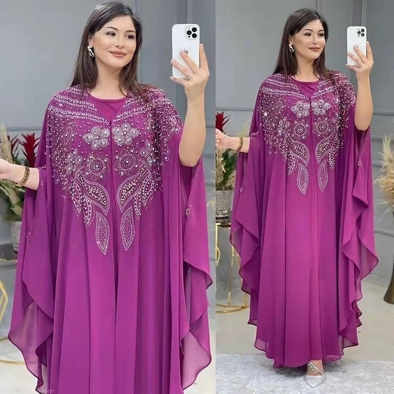 Abayas For Women Dubai Luxury 2022 Chiffon Boubou Muslim Fashion Dress Caftan Marocain Wedding Party Occasions Djellaba Femme