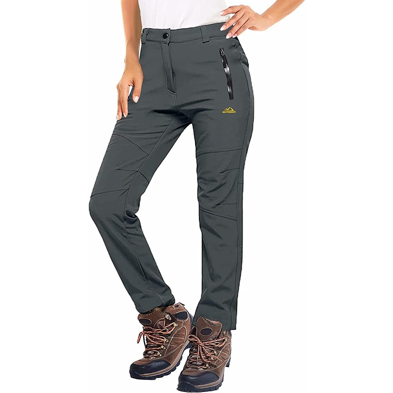 MAGCOMSEN Women's Winter Fleece Pants Waterproof Trekking Camping Skiing Soft Shell Pants Outdoor Windproof Thick Warm Trousers