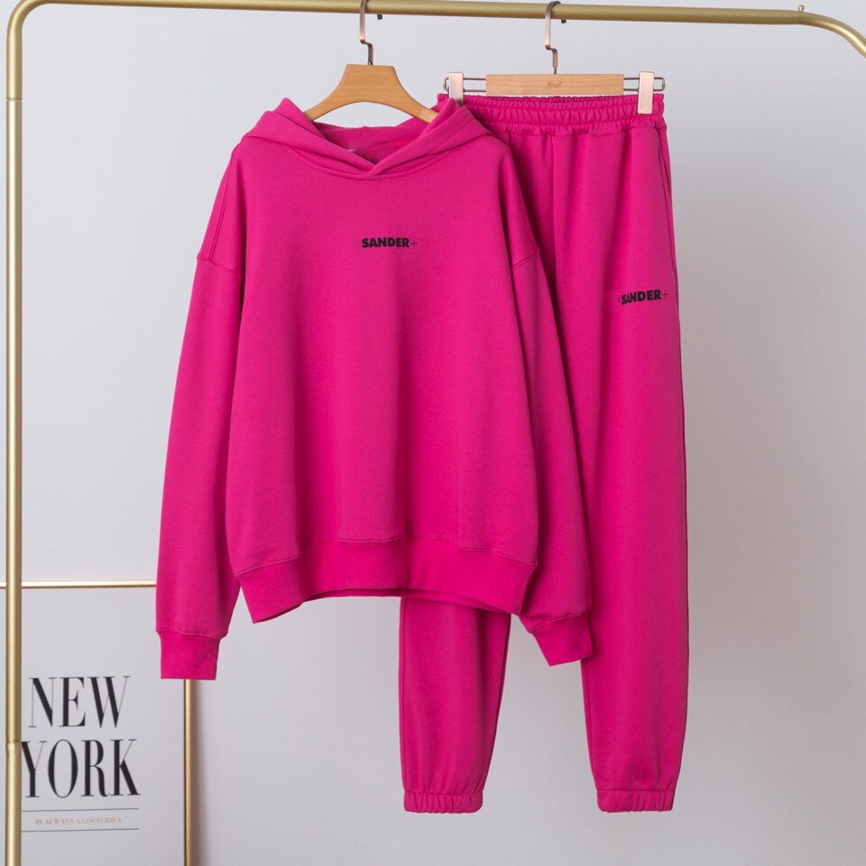 GIGIYW European Cotton Terry Fabric Sweat Suits Women Matching Sets For Two 2 Piece Lounge Tracksuit Hoodie Jogger Sweatpants