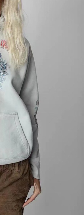 Women Hoodie Heart Flower Digital Printing Long Sleeve Hooded Sweatshirt