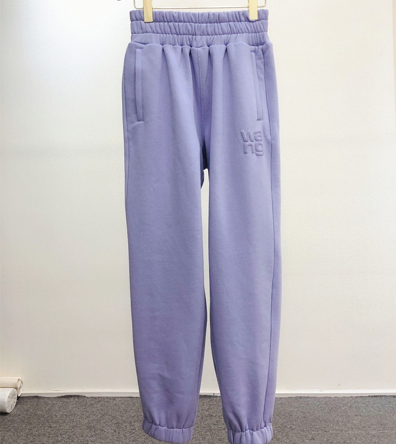 GIGIYW Wang 2022 Autumn And Winter New Plush Flocked Letter Legged Pants Female Couple High Waist Leisure Pants