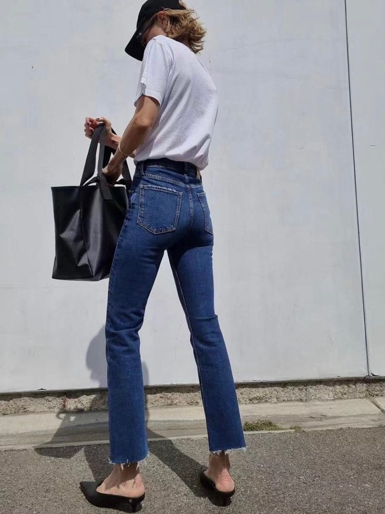 2022 Spring and Summer Classic Four-color High-waisted Jeans Flared Denim Trousers