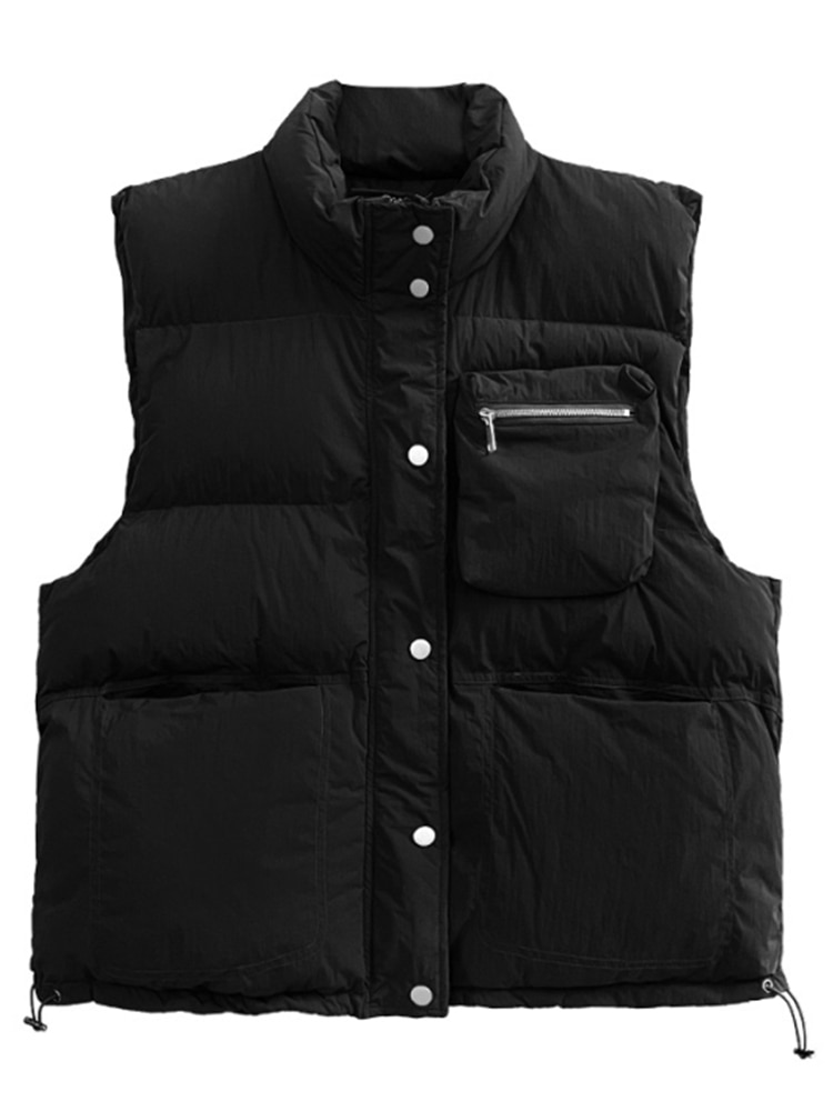 QING MO Autumn Winter 2022 New Loose Pocket Thickened Warm Vest Women European Style Cotton Clip Thickened Parkas ZXF112