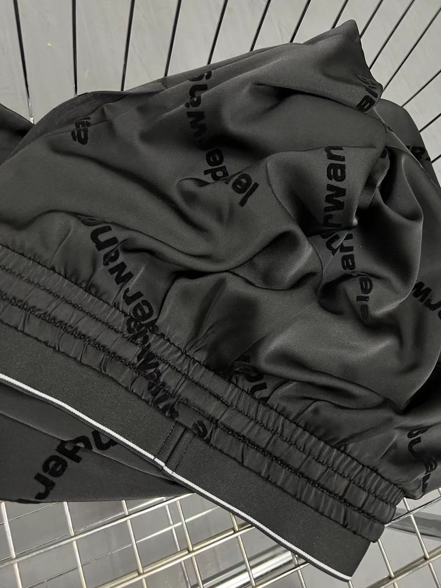 22FW New Flocking Printed Letter Webbing Drawstring High Waist Wide Leg Pants All-match Thin Women's Casual Pants High Quality