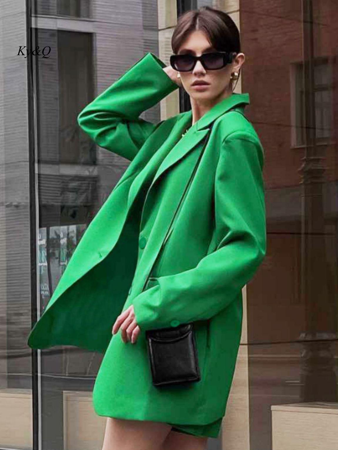 Rose Red Temperament Commuter Long-Sleeved Loose Suit + Pleated Shorts (No Belt) Two-Piece Set Female 2022 Autumn Fashion Suit