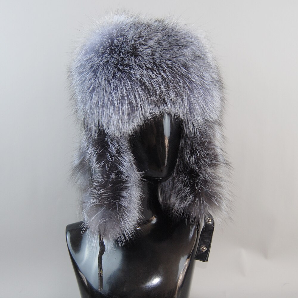 2022 Unisex Outdoor Windproof Winter Natural Real Fox Fur Bombers Hats Women Raccoon Fur Cap Luxury Real Sheepskin Leather Hat