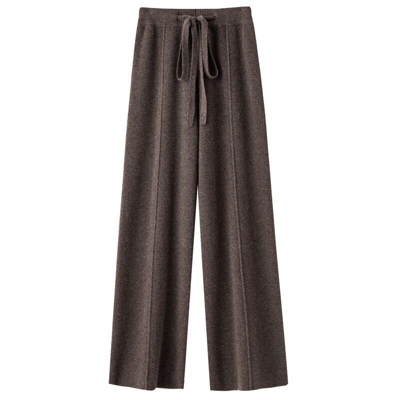 Casual and Comfortable Bestseller Ladies 100% Cashmere Wool Wide Leg Pants Solid Color Ladies Knit Pure Wool Wide Leg Pants New