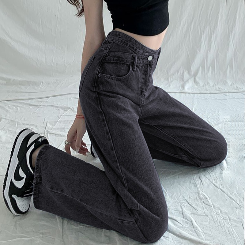 Circyy Jeans Women Pants Denim Wide Leg Irregular High Waisted Fashion Mop Pants Korean Chic Trousers Y2k 2022 Streetwear Loose